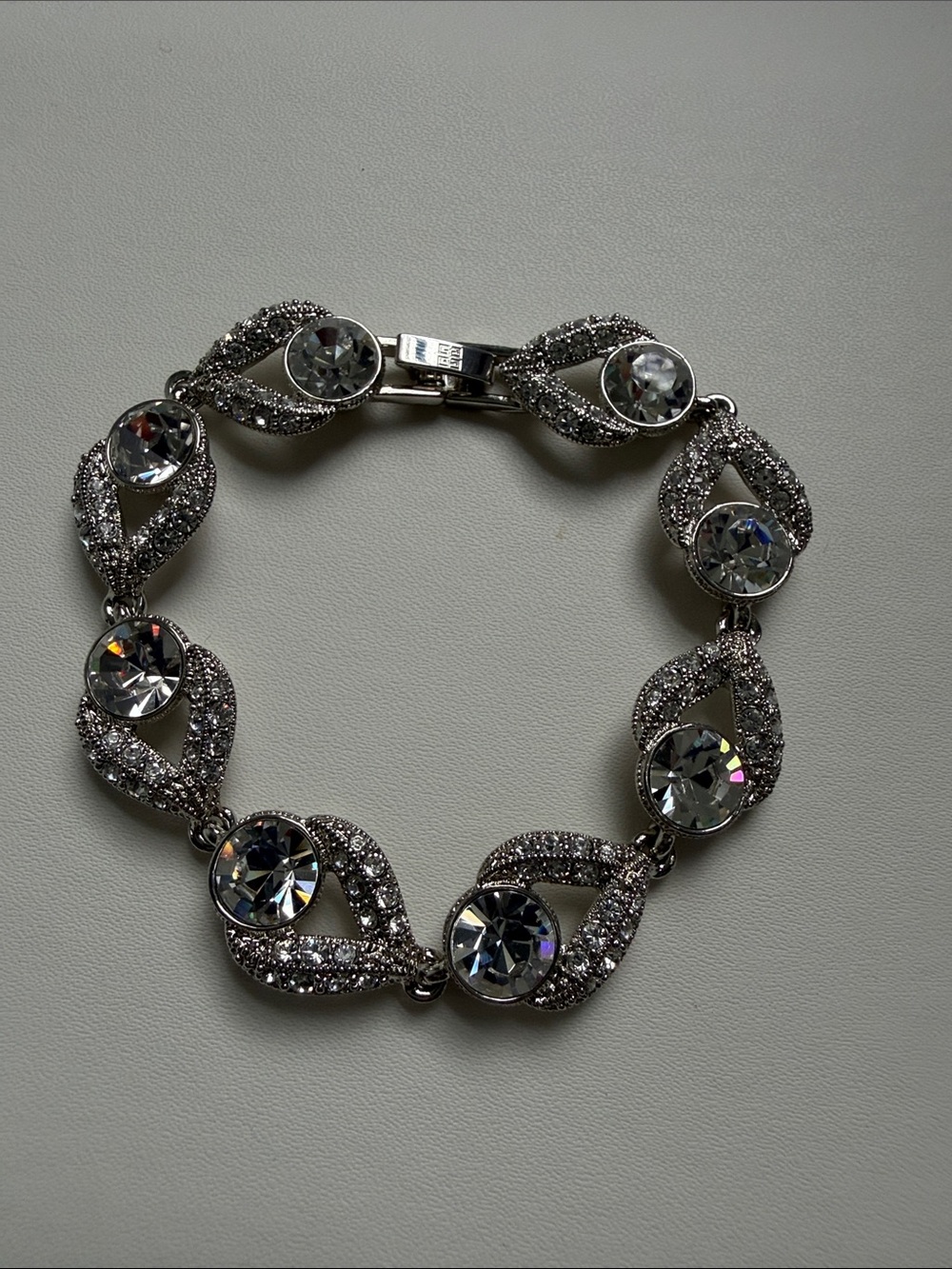 Givenchy Silver Crystal Pavé Bracelet - Clear
